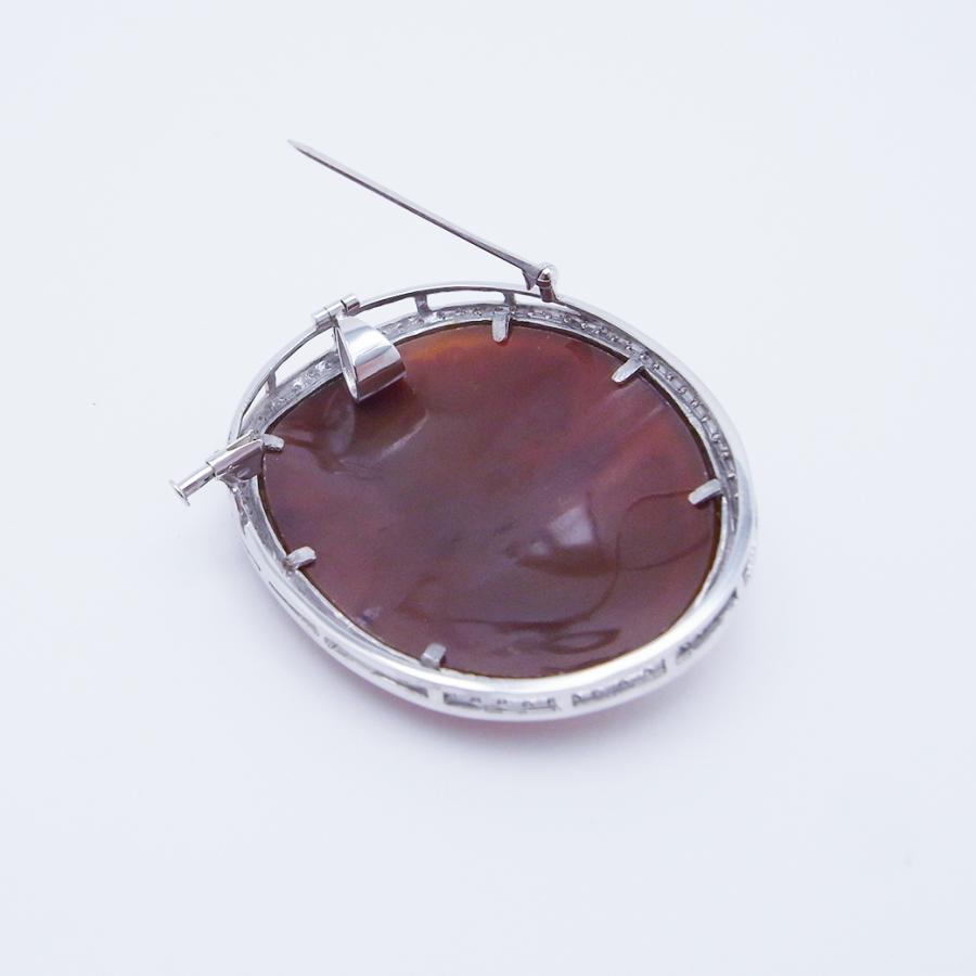 カルロ・パルラーティ シェルカメオ ダイヤモンド ブローチ 0.79ct