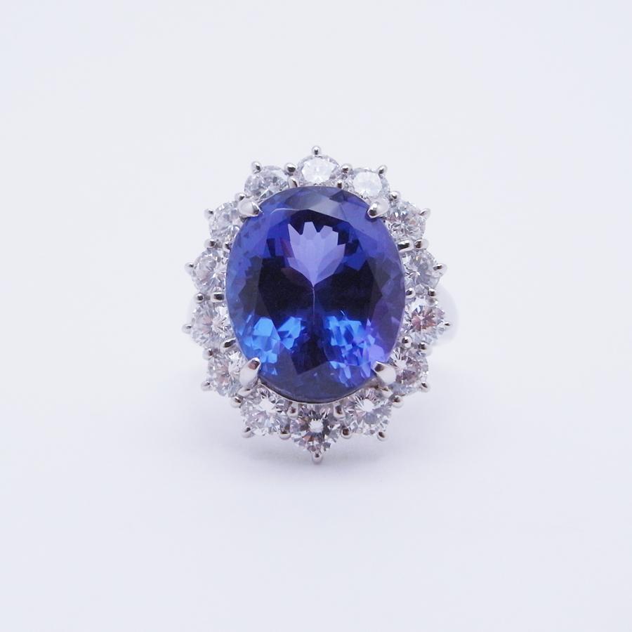 タンザナイト ダイヤモンド リング 10.15ct 1.95ct 14.5号 Pt900