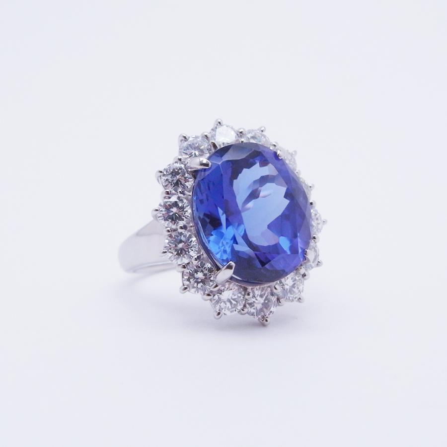 タンザナイト ダイヤモンド リング 10.15ct 1.95ct 14.5号 Pt900