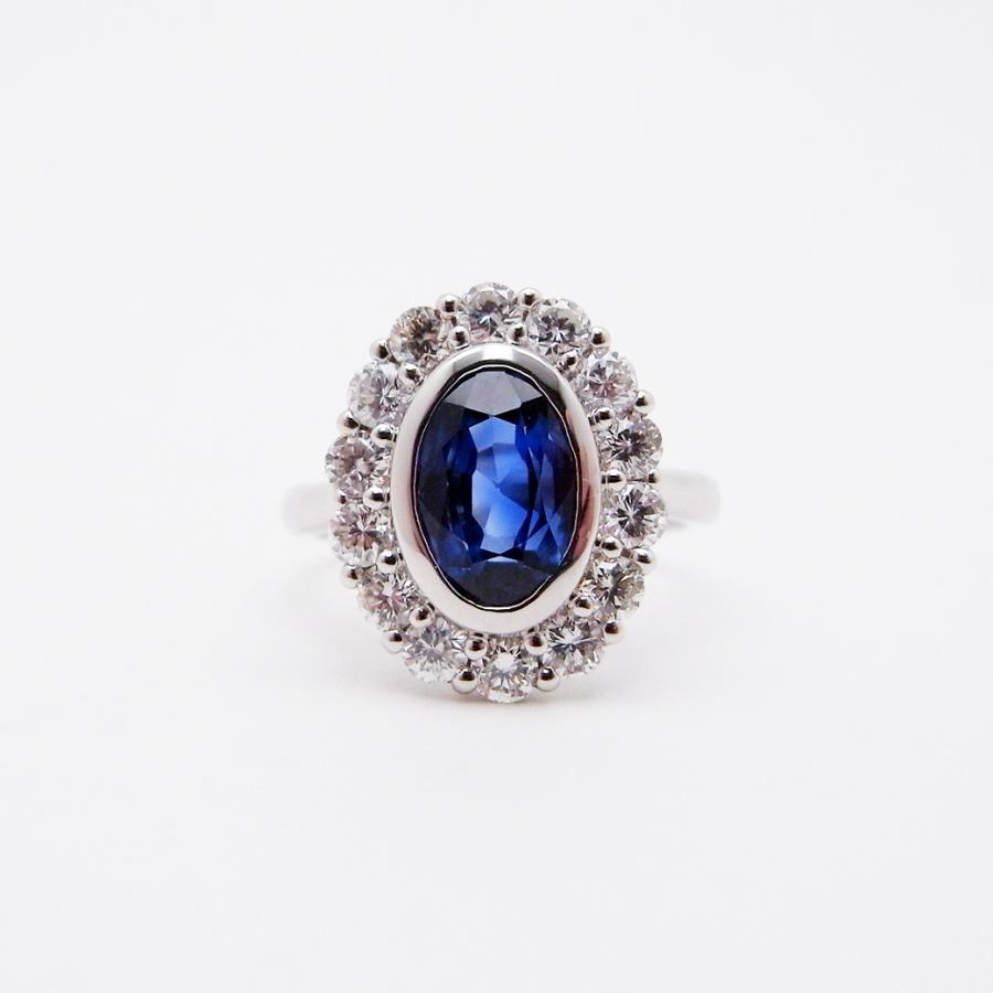 非加熱 サファイア ダイヤモンド リング 3.15ct 0.885ct 11.5号 Pt900  