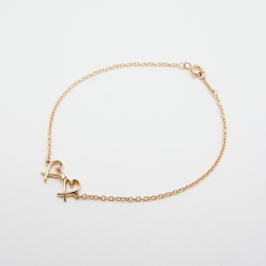 ティファニー ダブルラビングハート ブレスレット ダイヤモンド 750PG Sランク