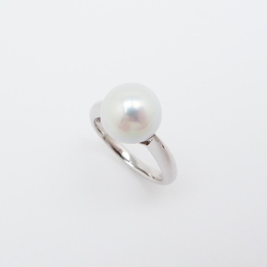 オーロラローズ アコヤ真珠 リング 9.6mm 11号 Pt900 鑑別鑑定書 付き SAランク