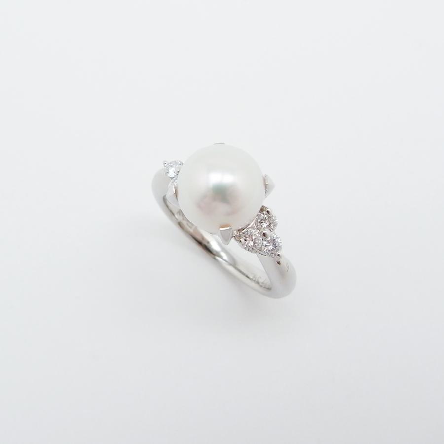 オーロラフェニックス 白蝶真珠 ダイヤモンド リング 9.4mm 14.5号 Pt1000 鑑別鑑定書 付き SAランク