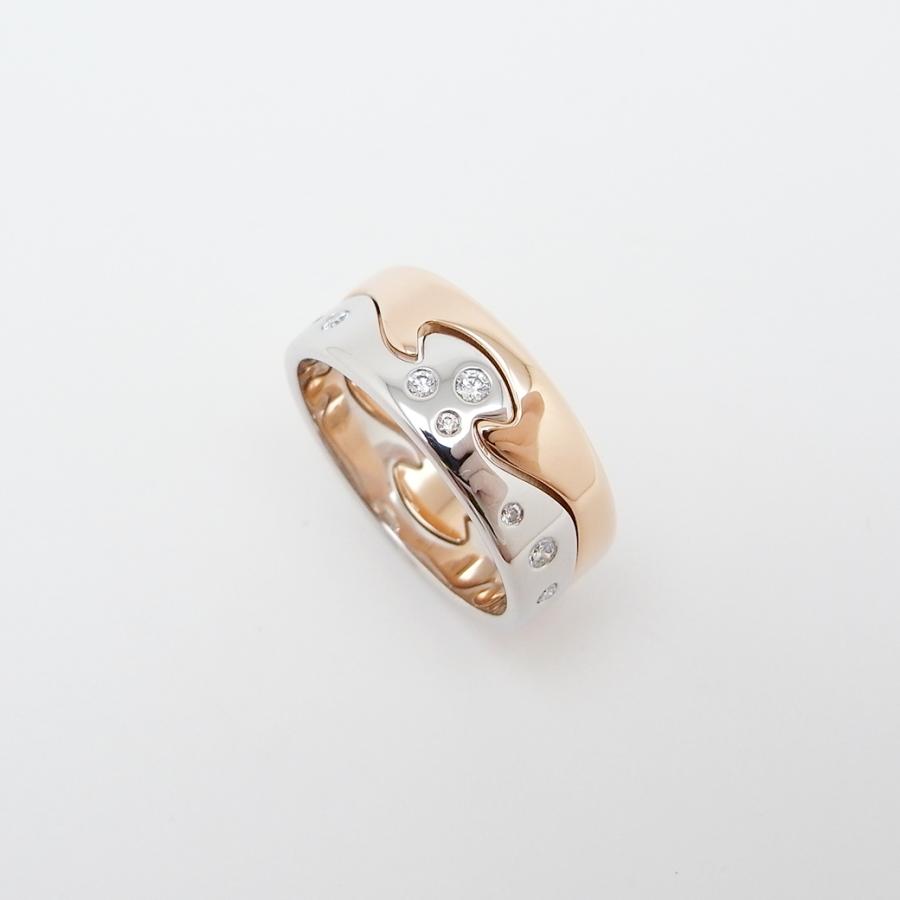 ジョージ ジェンセン フュージョン リング ダイヤモンド 2連 0.16ct #63 750PG/WG 新品仕上げ Sランク