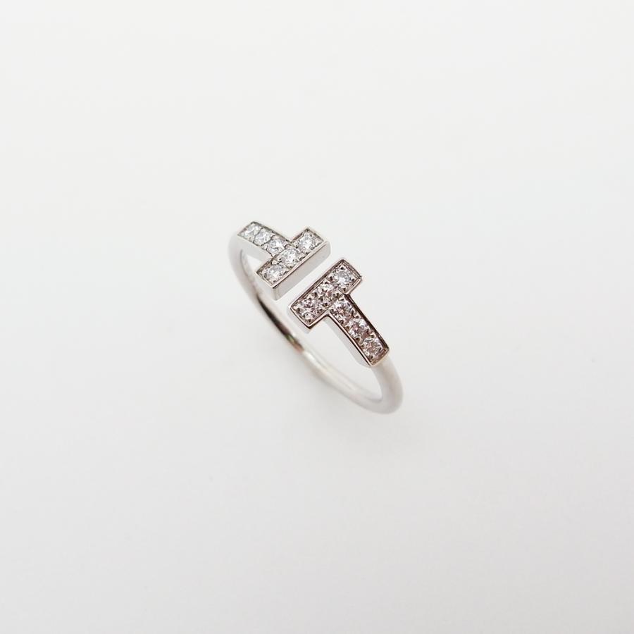 ティファニー T ダイヤモンド ワイヤー リング 0.13ct 11.5号 750WG 新品仕上げ Sランク