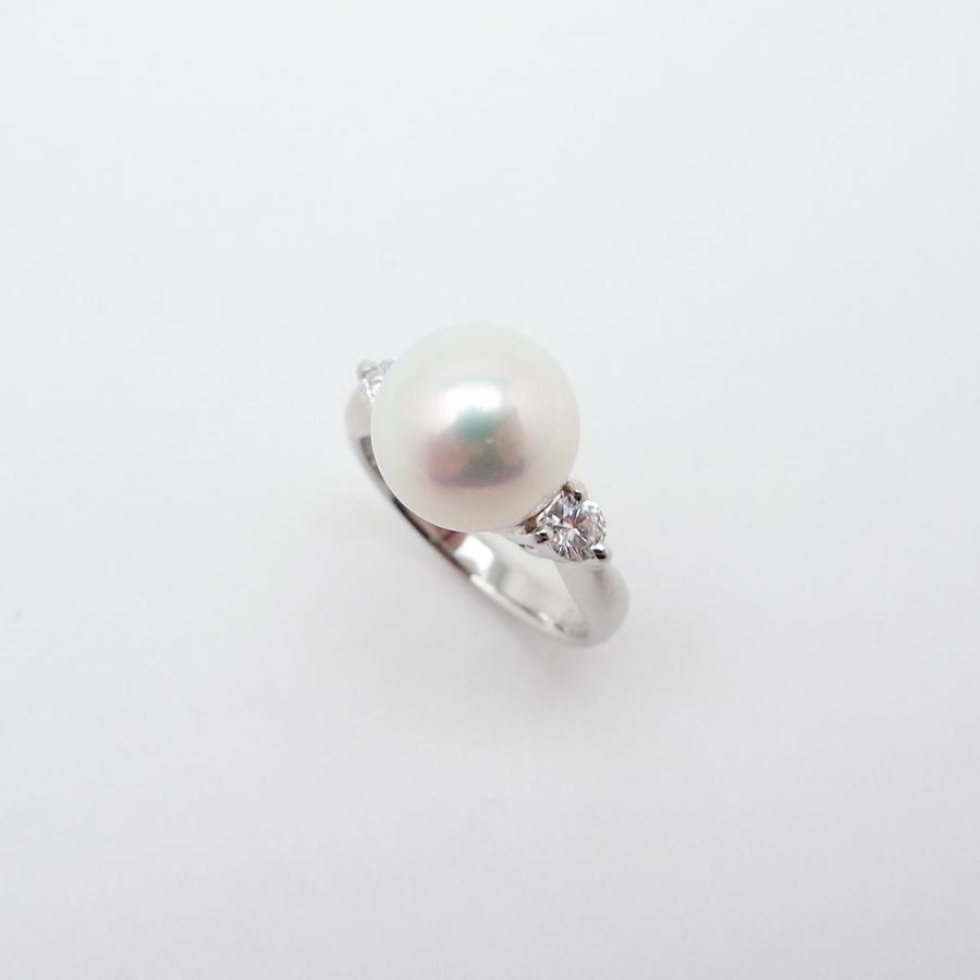 オーロラ天女 アコヤ真珠 ダイヤモンド リング 9.2mm 0.20ct 6.5号