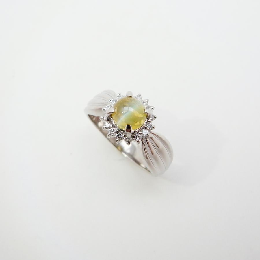 クリソベリルキャッツアイ ダイヤモンド リング 1.18ct 0.15ct 11.5号