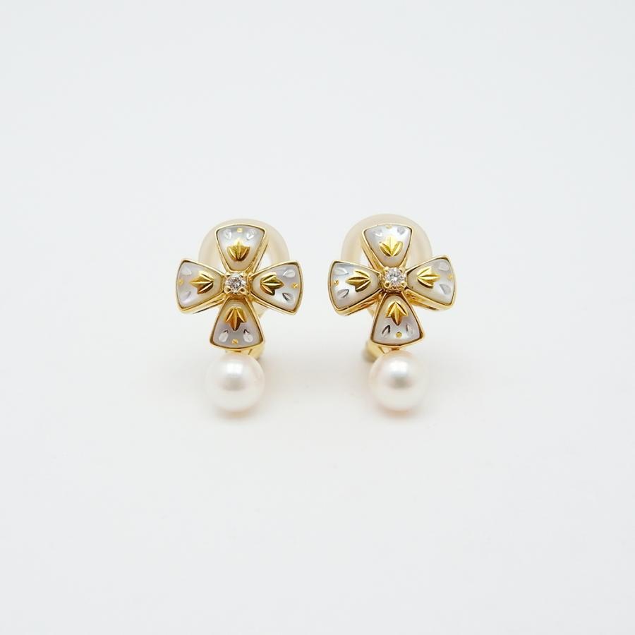 MIKIMOTO（ミキモト） ピクウェ アコヤ真珠 ダイヤモンド イヤリング