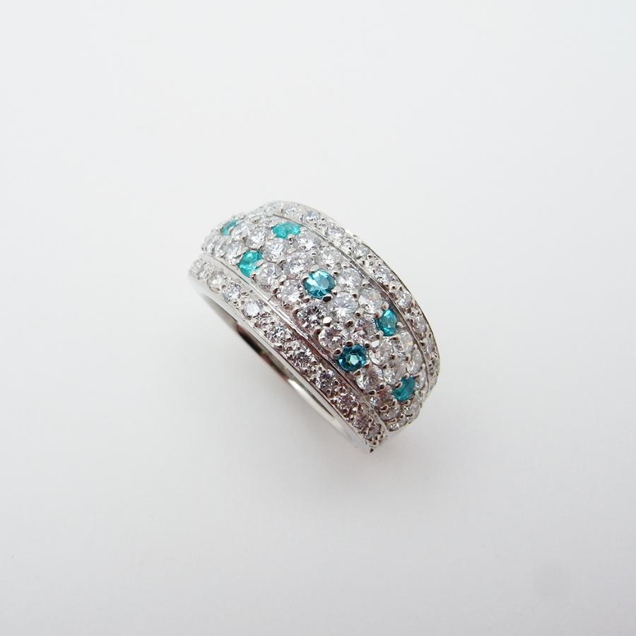 パヴェ パライバトルマリン ダイヤモンド リング 0.20ct 1.37ct 11.5号