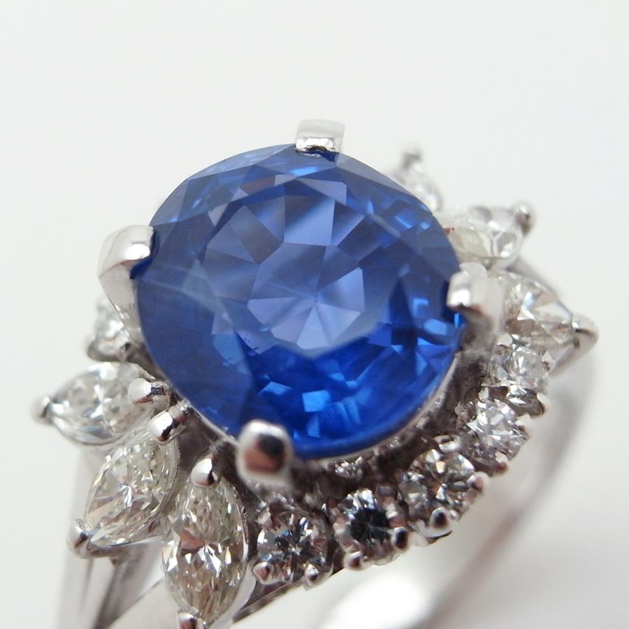 スリランカ産 非加熱 サファイア ダイヤモンド リング 2.111ct 0.47ct 