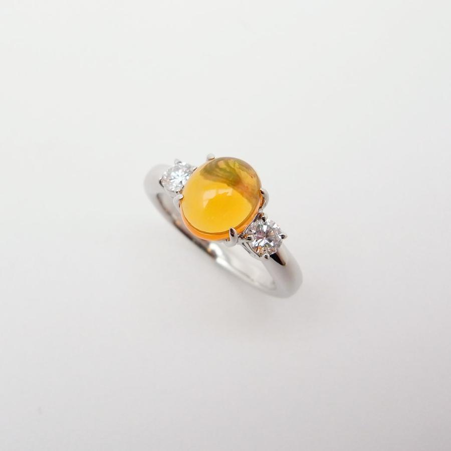 ファイアオパール ダイヤモンド リング 1.461ct 0.32ct 12号 Pt900 