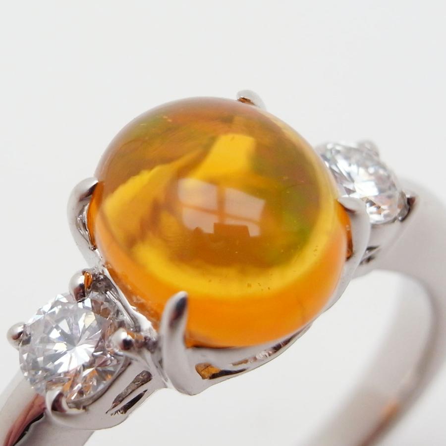 ファイアオパール ダイヤモンド リング 1.461ct 0.32ct 12号 Pt900 