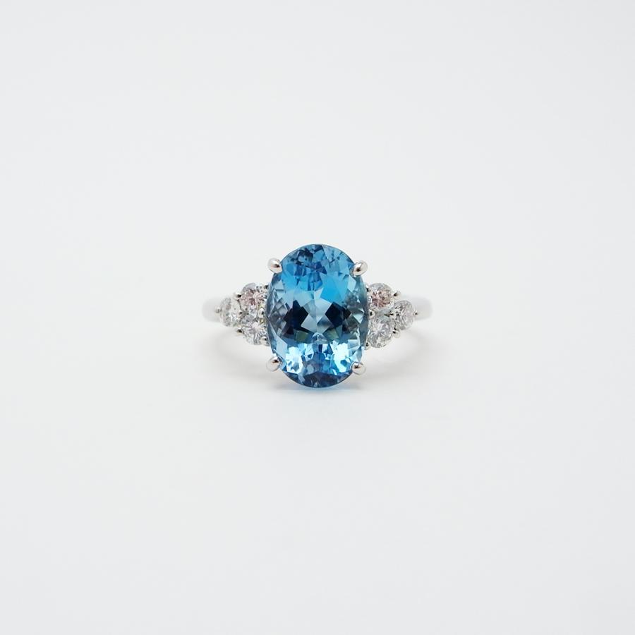 サンタマリア カラー アクアマリン ダイヤモンド リング 10号 2.85ct 