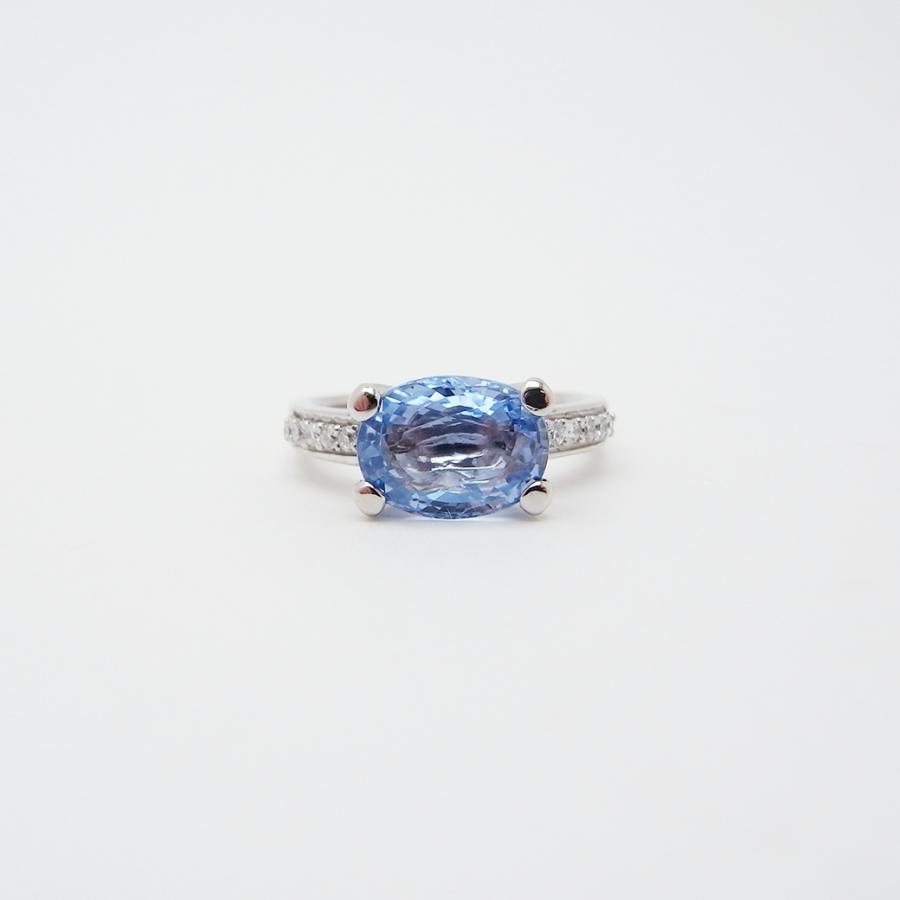 スリランカ産 非加熱サファイア ダイヤモンド リング 11号 3.45ct