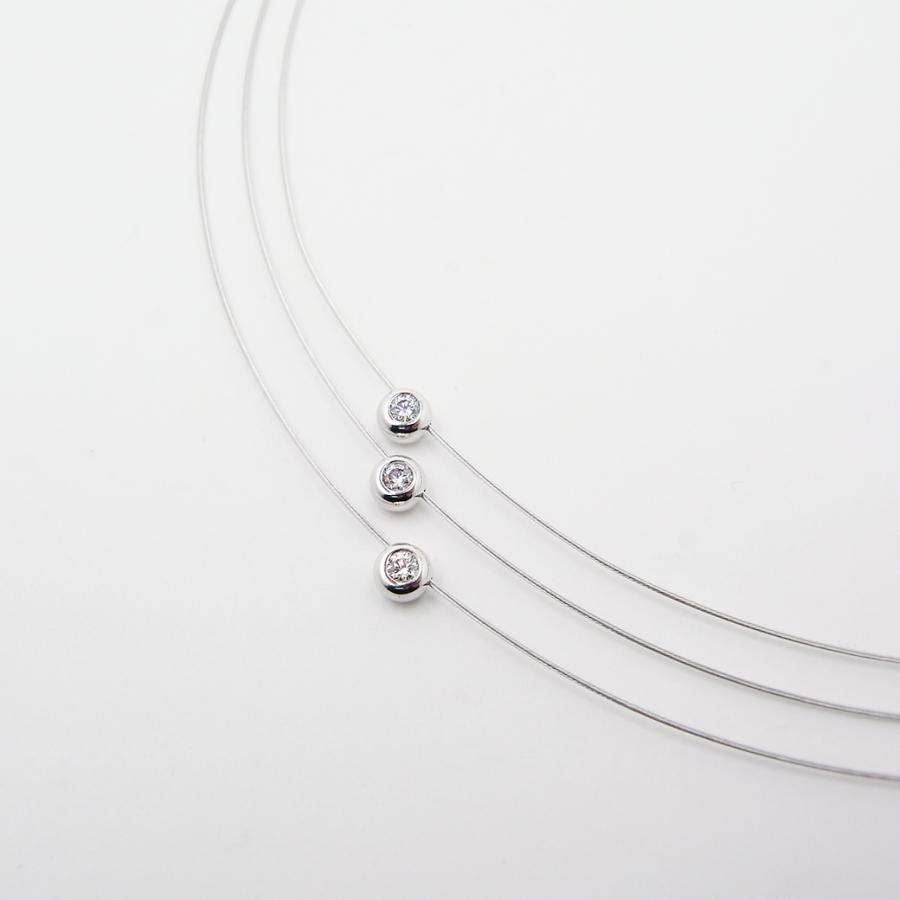 ダイヤモンド 3連 オメガネックレス 39cm 0.15ct K18WG SAランク 