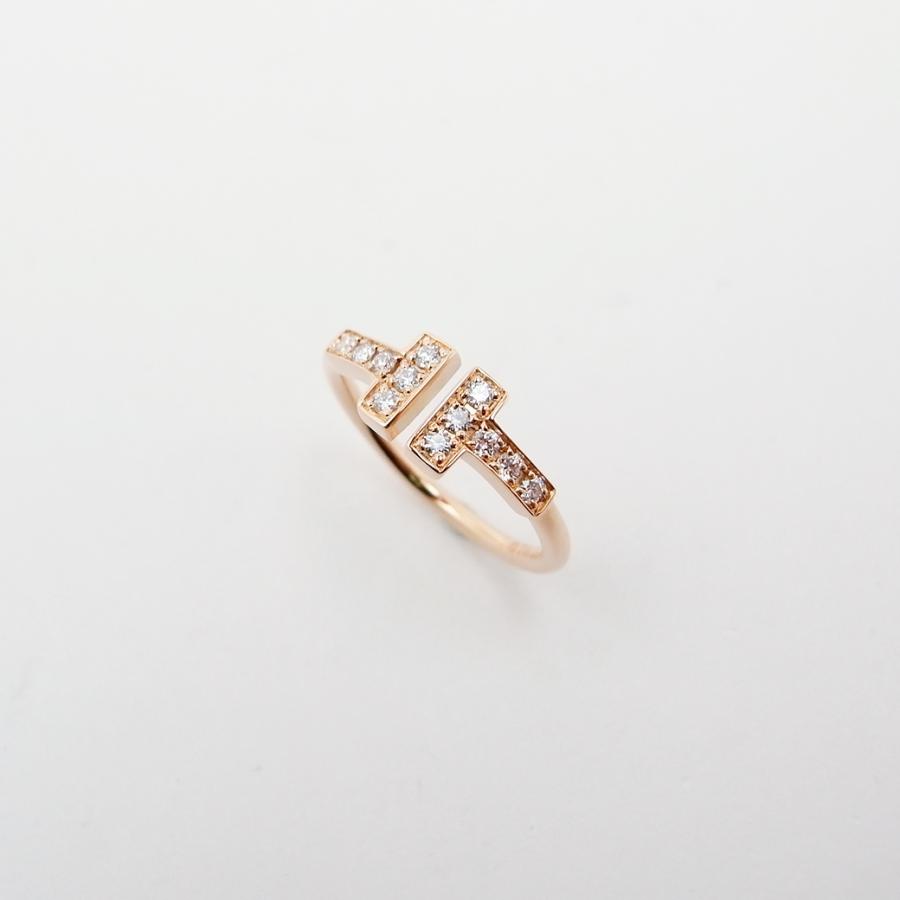 Tiffany T ティファニー ダイヤモンド ワイヤー リング 6.5号 750PG 内