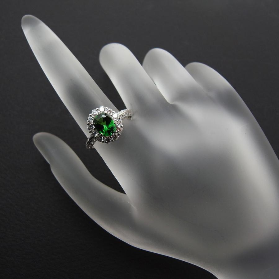 グリーングロッシュラーガーネット ダイヤモンド リング 11号 0.93ct 