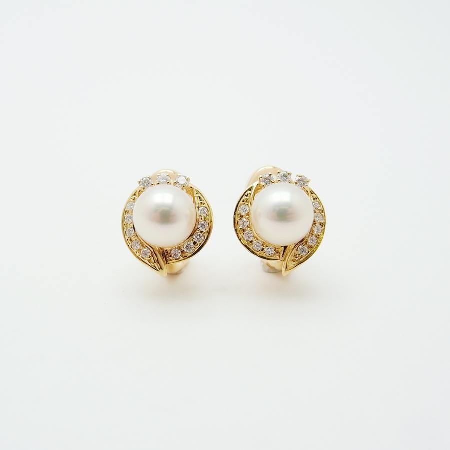 MIKIMOTO（ミキモト） アコヤ真珠 ダイヤモンド イヤリング 8.1mm
