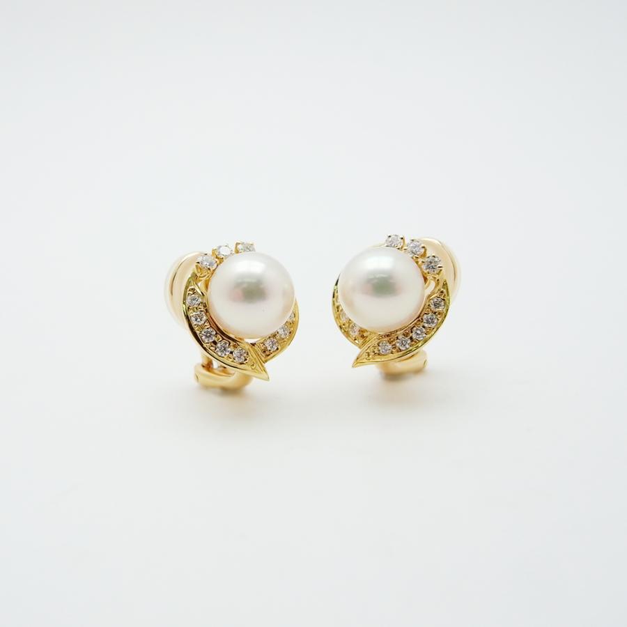 MIKIMOTO（ミキモト） アコヤ真珠 ダイヤモンド イヤリング 8.1mm 