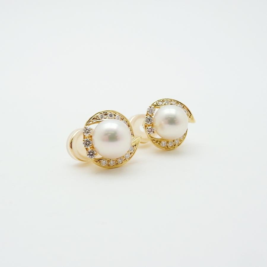 MIKIMOTO（ミキモト） アコヤ真珠 ダイヤモンド イヤリング 8.1mm