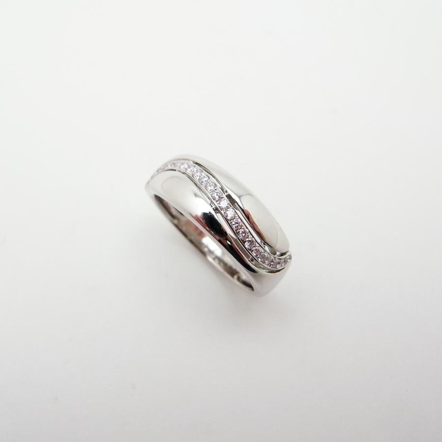 ピンクダイヤモンド リング 12.5号 0.15ct K18WG ソーティング 付き
