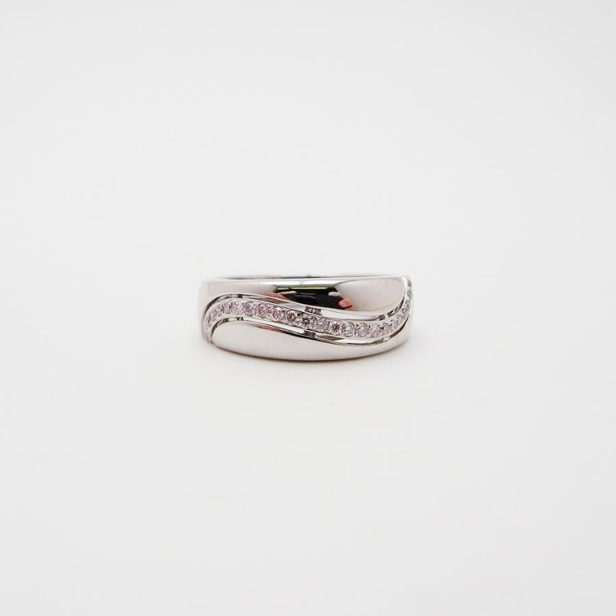ピンクダイヤモンド リング 12.5号 0.15ct K18WG ソーティング 付き