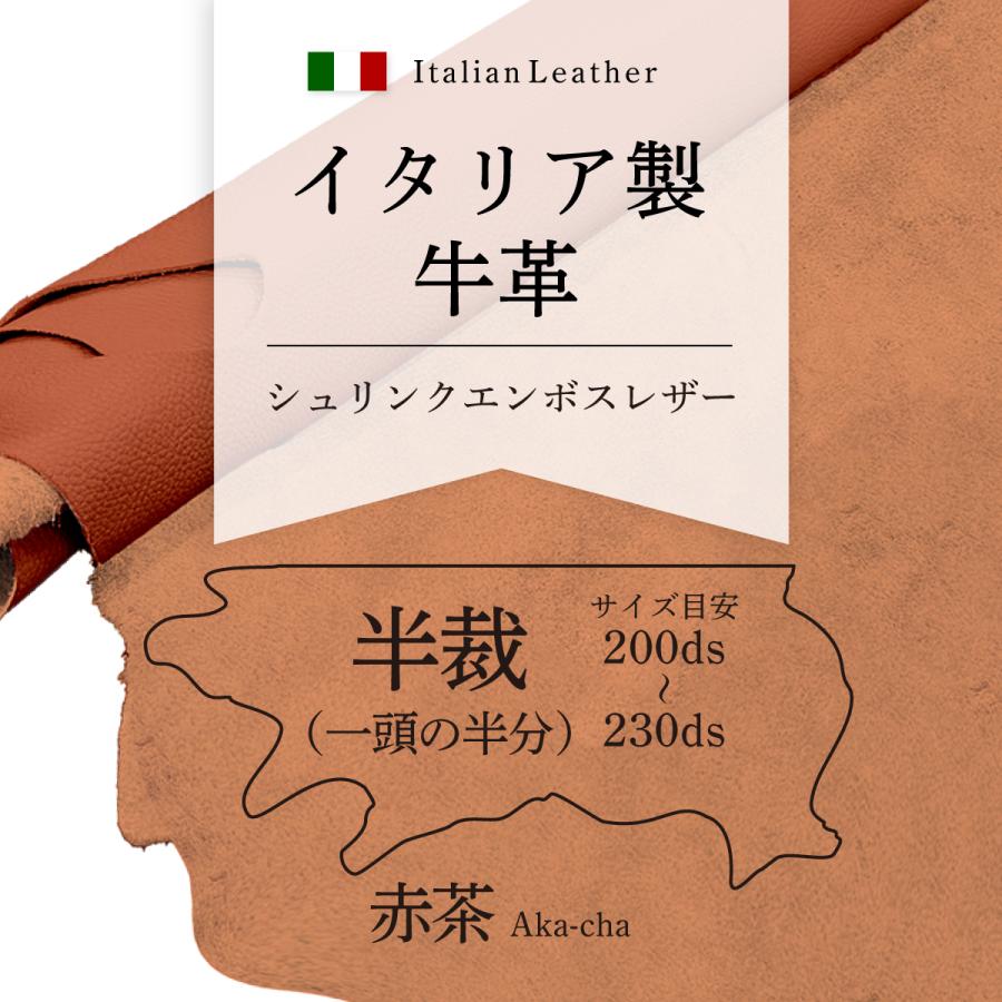 牛革 イタリア製 本革 シュリンクエンボスレザー 半裁一枚革 200~230ds 