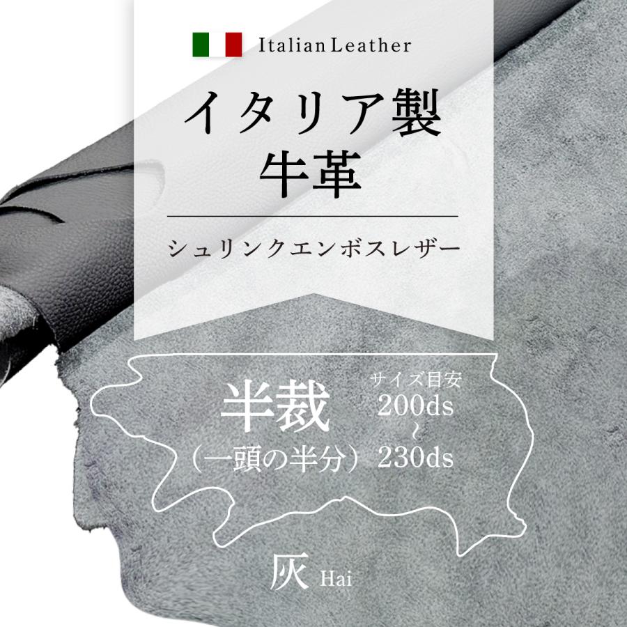 牛革 イタリア製 本革 シュリンクエンボスレザー 半裁一枚革 200~230ds