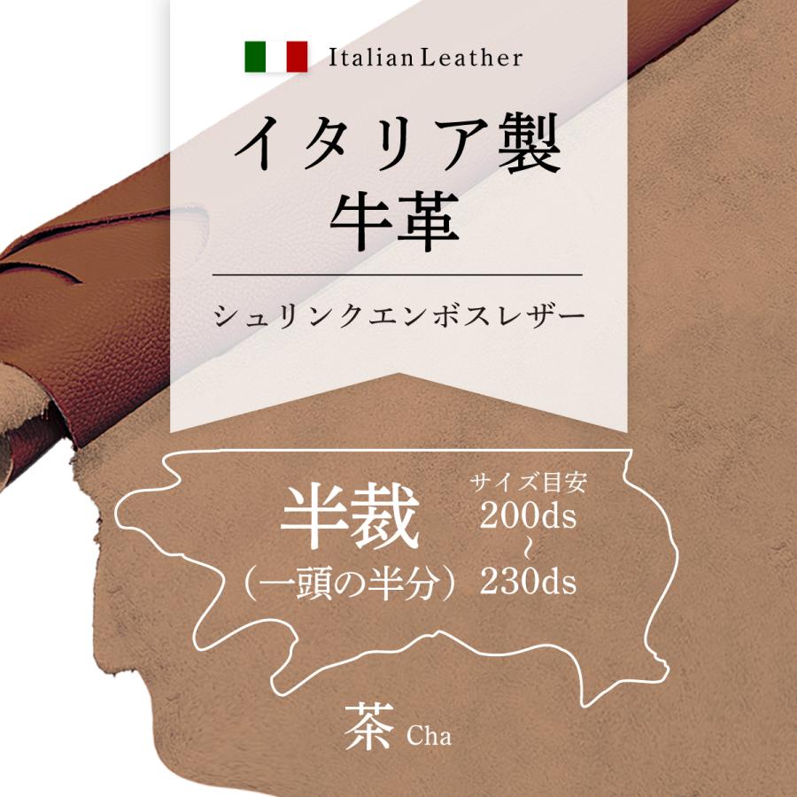 牛革 イタリア製 本革 シュリンク エンボスレザー 半裁一枚革