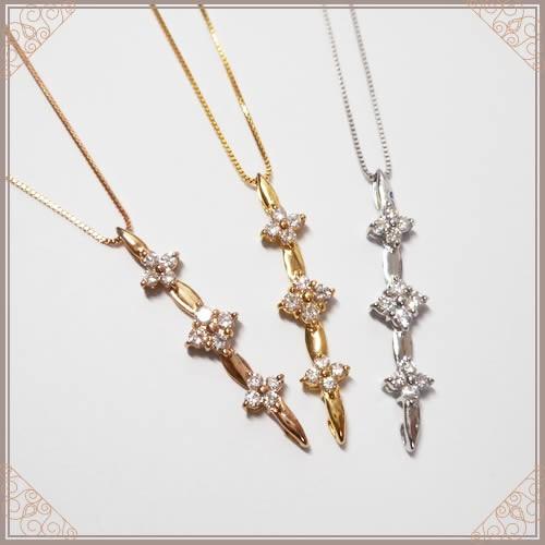 全品送料無料 k18ネックレス 2WAYデザイン ダイヤモンド ネックレス レディース シンプル 0.26カラット 12石 天然ダイヤモンドネックレスの画像
