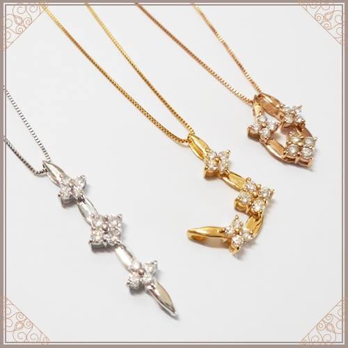全品送料無料 k18ネックレス 2WAYデザイン ダイヤモンド ネックレス レディース シンプル 0.26カラット 12石 天然ダイヤモンドネックレスの画像