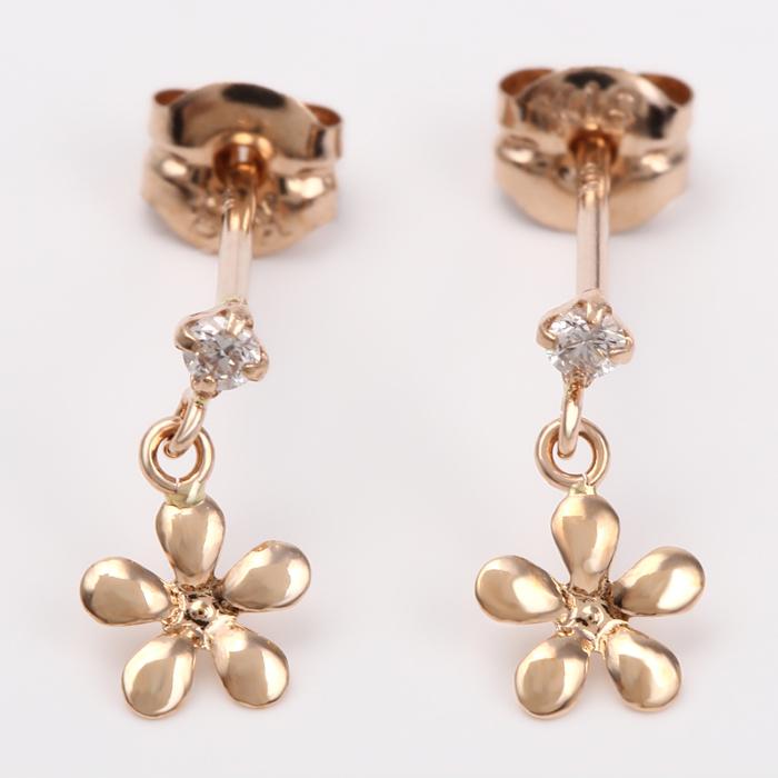 全品送料無料 K18 ダイヤモンド 0.02ct シンプルデザイン スタッドピアス 花型人気 シンプル イヤリング ギフト プレゼント 誕生日 記念日_6