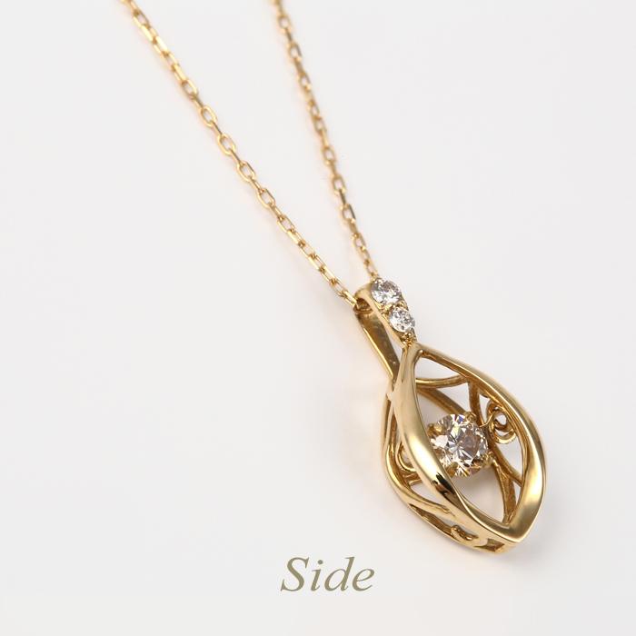 全品送料無料 k18ネックレス ダイヤモンド ネックレス レディース シンプル エレガント 0.08ct&0.01ct ギフト 贈り物 揺れる ダンシング_6