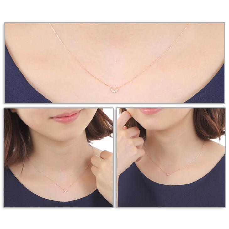 全品送料無料 k18ネックレス ダイヤモンド ネックレス レディース シンプル U字型 0.02ct_2