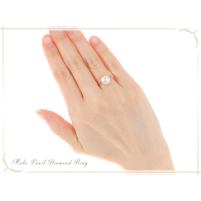 全品送料無料 K18 マベパール ダイヤリング人気 シンプル 指輪