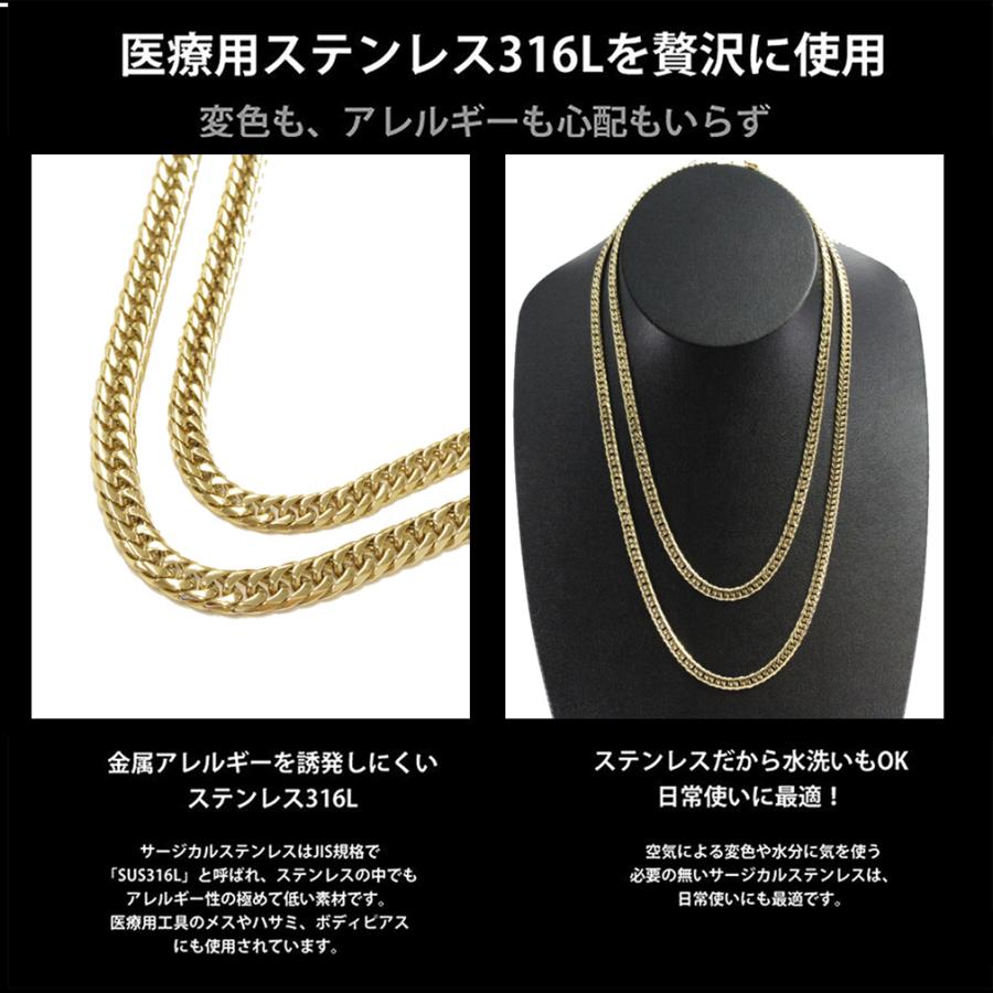 CrazyAngel 喜平ネックレス メンズ 6面W キヘイチェーン ステンレス