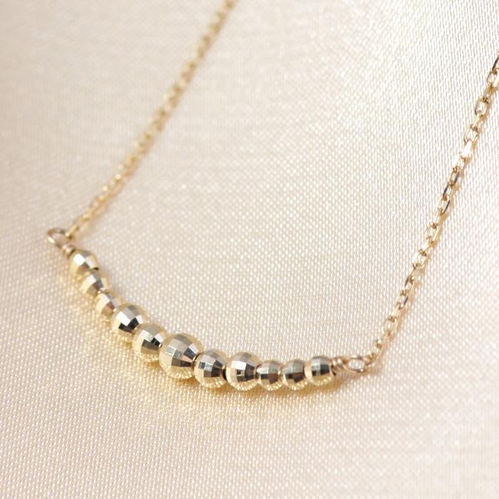 ネックレス レディース k10 10金 ゴールド ミラーボール シンプル 華奢
