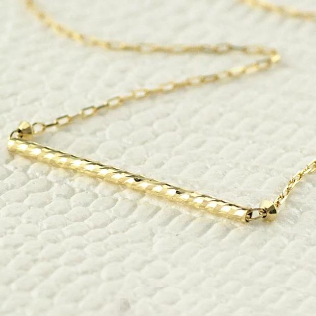 10金ネックレス レディース ペンダント k10 華奢 ゴールド バー 