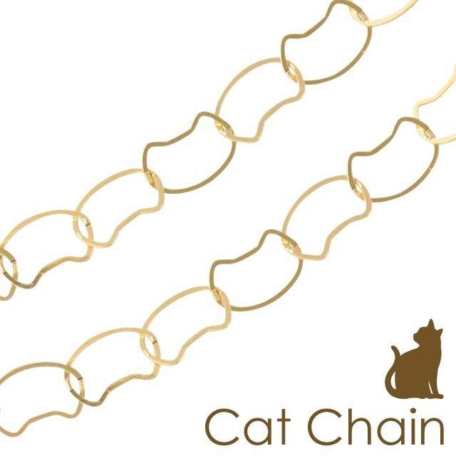 ロングネックレス 80cm k10 10k 10金 ネコ 猫 猫好き レディース