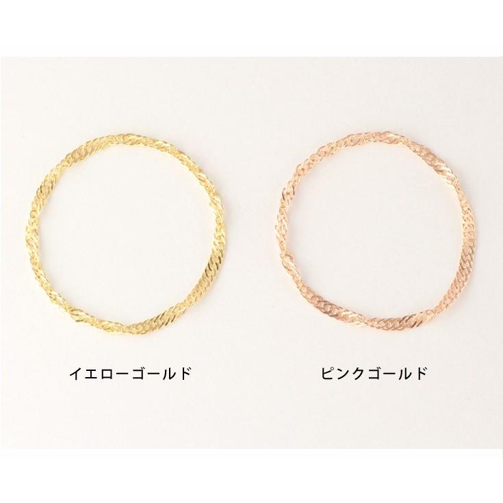 チェーンリング レディース 指輪 K10 10金 イエローゴールド ピンクゴールド 細い 細め ストレスフリーの画像