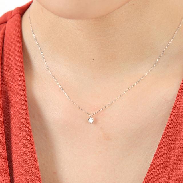 プラチナネックレス ダイヤモンド 一粒 レディース 0.2ct 鑑別書付き