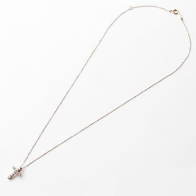 18金ネックレス レディース ペンダント k18 ダイヤモンド 一粒 K18PG クロス 10石 0.3ct 爆買い クリスマスの画像