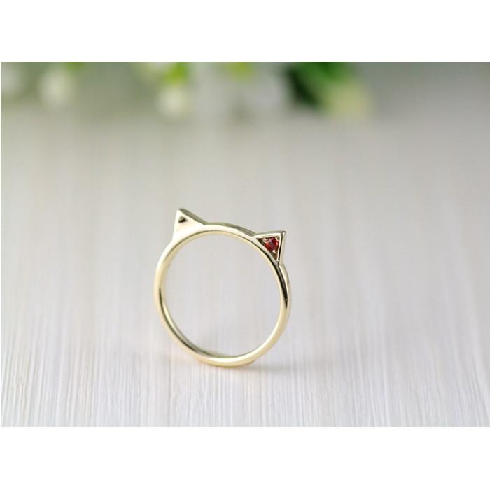 リング ピンキーリング レディース ゴールド 18金 18k K18 猫 ネコ 猫