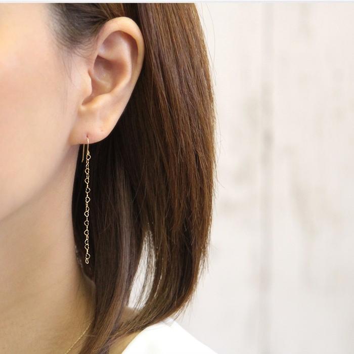 揺れるピアス 18金ピアス 18k ゴールド 揺れる チェーン ピアス