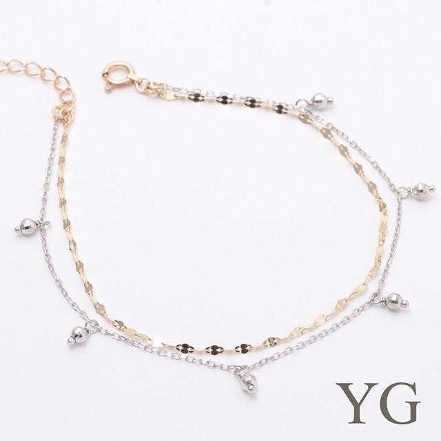 ゴールドブレスレット レディース チェーン イエローゴールド ホワイト