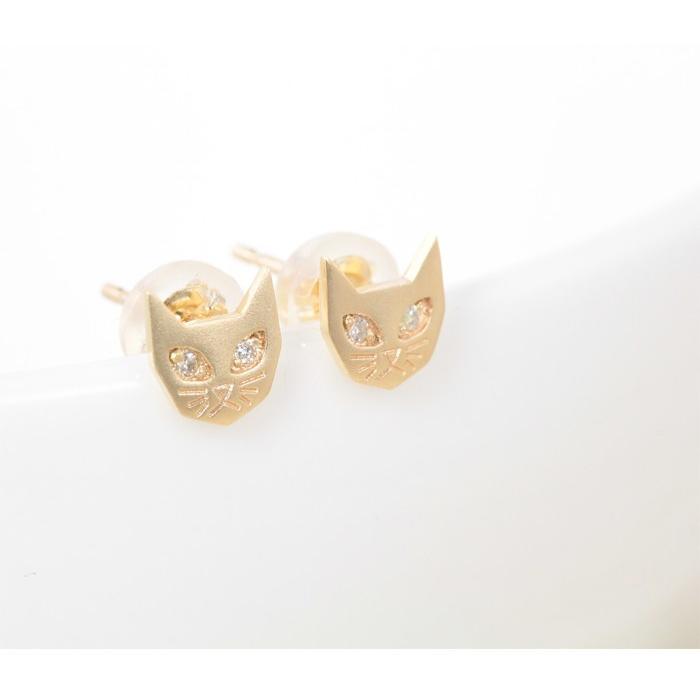 10金ピアス ゴールド k10 10k 猫 ネコ ねこ cat アニマル シンプル