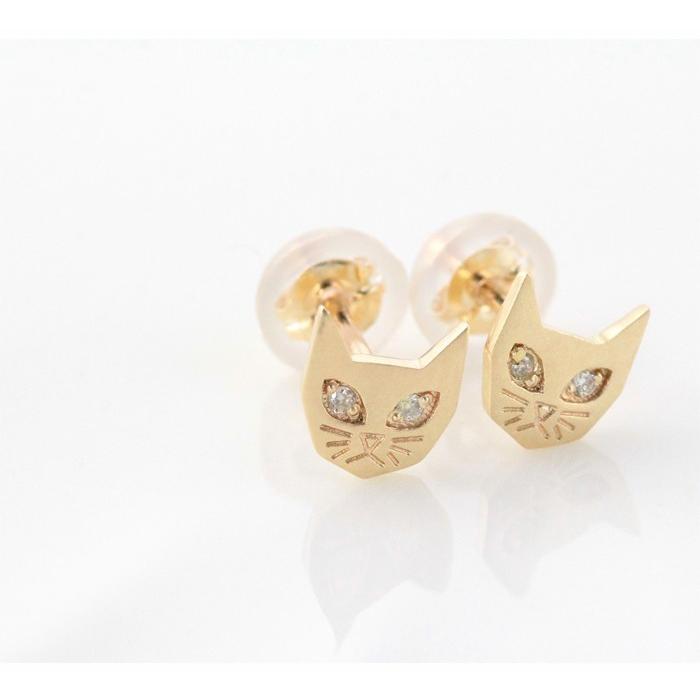 10金ピアス ゴールド k10 10k 猫 ネコ ねこ cat アニマル シンプル