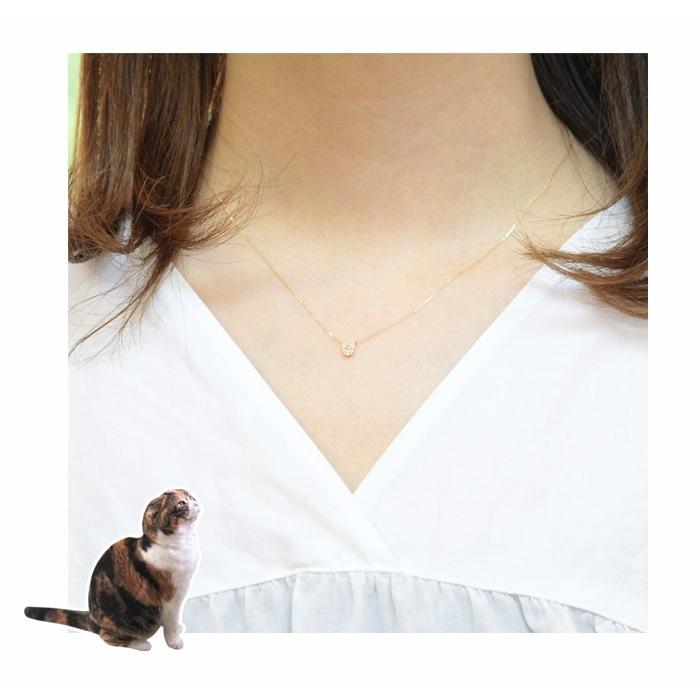 10金ネックレス レディース ペンダント k10 猫 ネコ ダイヤモンド 10k