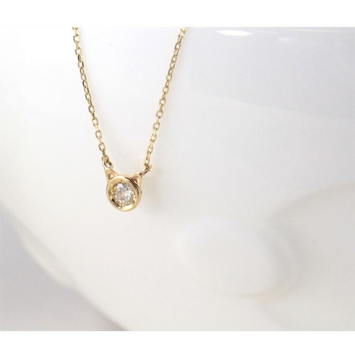 10金ネックレス レディース ペンダント k10 猫 ネコ レディース ダイヤモンド k10 10k 10金 ゴールド シンプル 華奢 猫耳 アニマルモチーフ 爆買い クリスマス_5