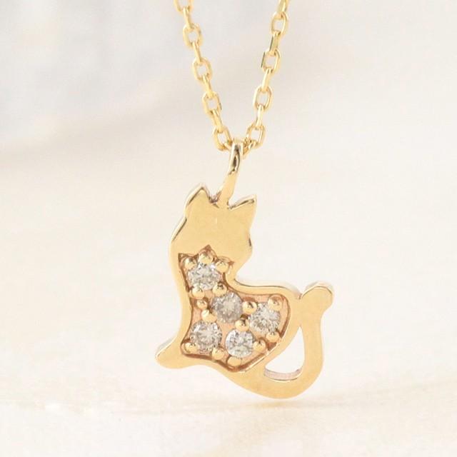 10金ネックレス レディース ペンダント k10 ネックレス 猫 ネコ ねこ